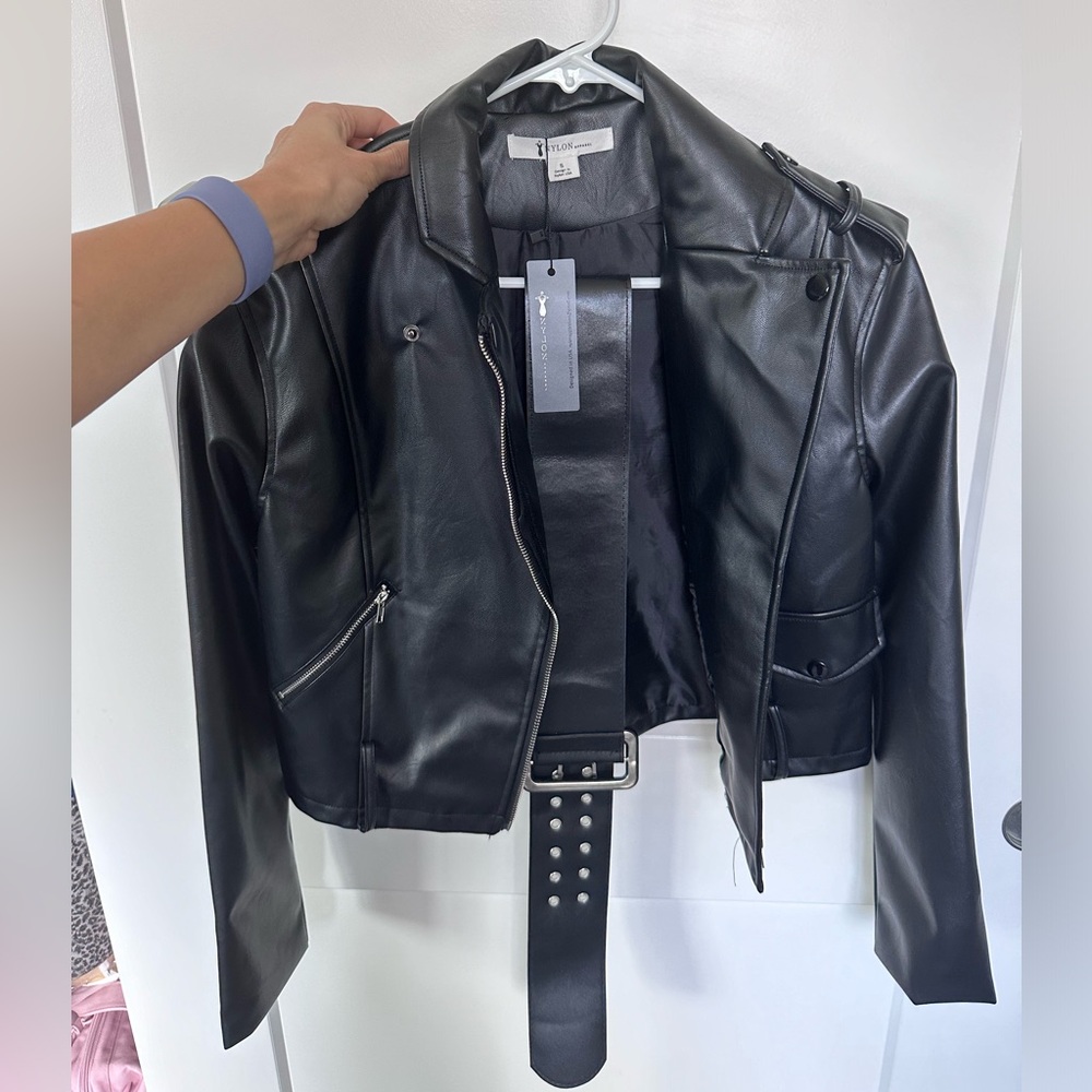 Black Faux Leather Jacket. Never worn and in great condition
